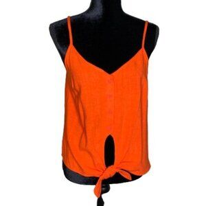 Topshop Orange Tie-Front Camisole Tank Top Womens US 6 Orange V Neck Spaghetti